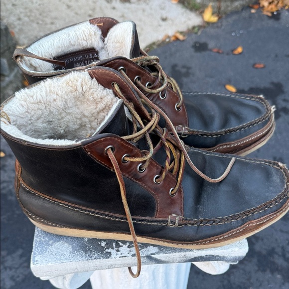 Men's Two-Tone Leather Boots, Sherpa lined—handmade in USA - Picture 9 of 12